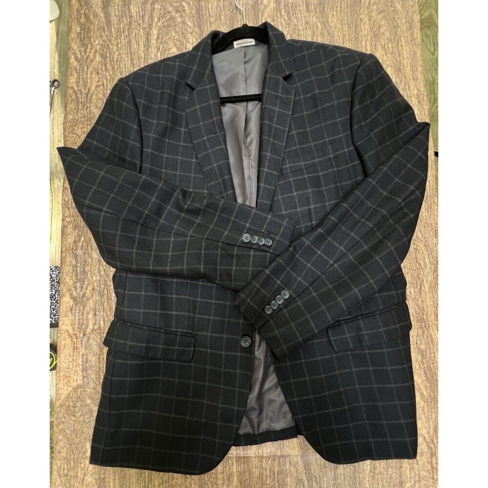 Banana Republic Tailored Fit Men’s Blazer Sport Coat 42 Windowpane Plaid Charcoa